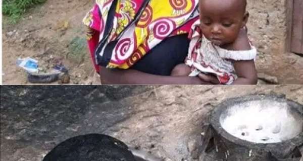 A poor widow with 8 children with nothing to feed them was forced to boil stones so as to trick her children that they would soon eat.